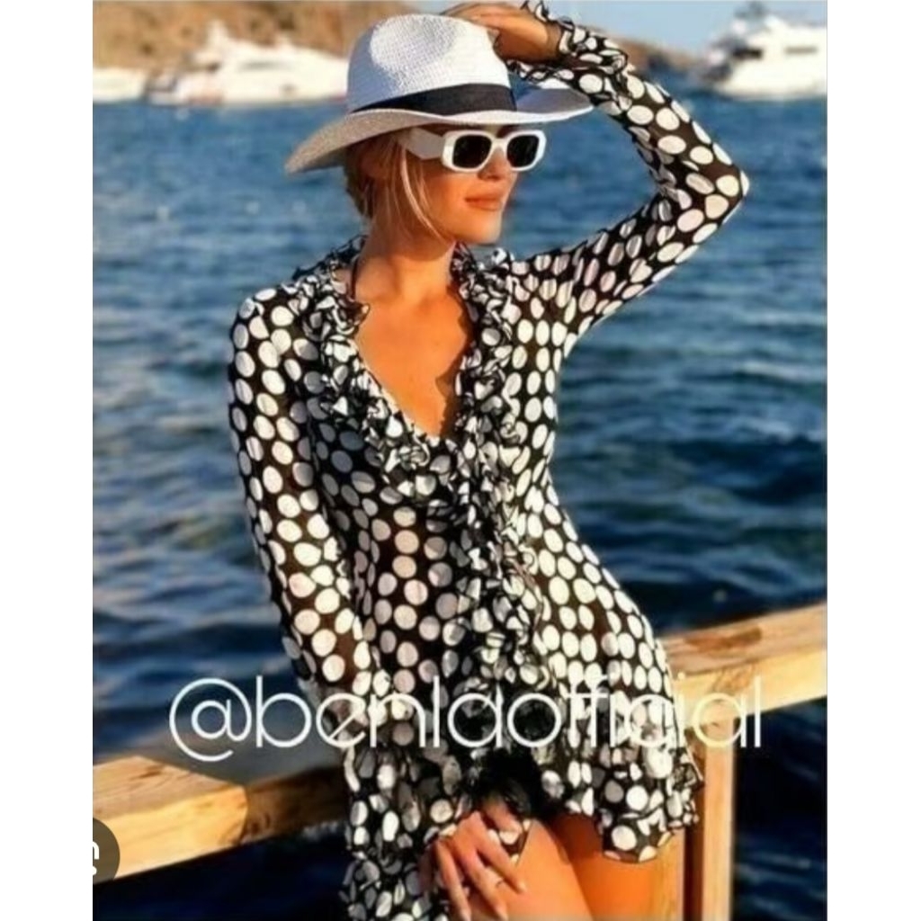 ZARA MINI DRESS RUFFLE DOTS
