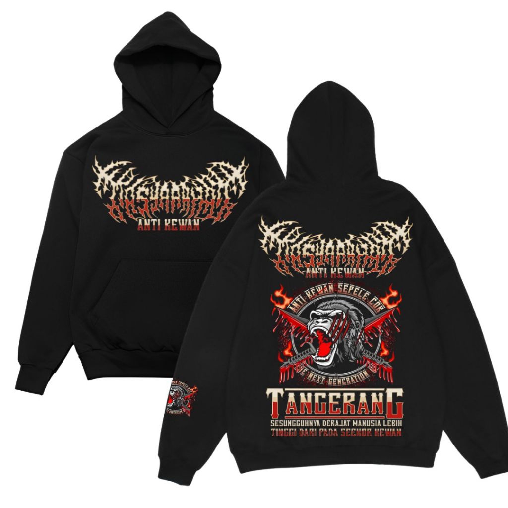 Hoodie masyarakat anti kewan tenggerang warna hitam - sesungguhnya derajat manusia lebih tinggi dari