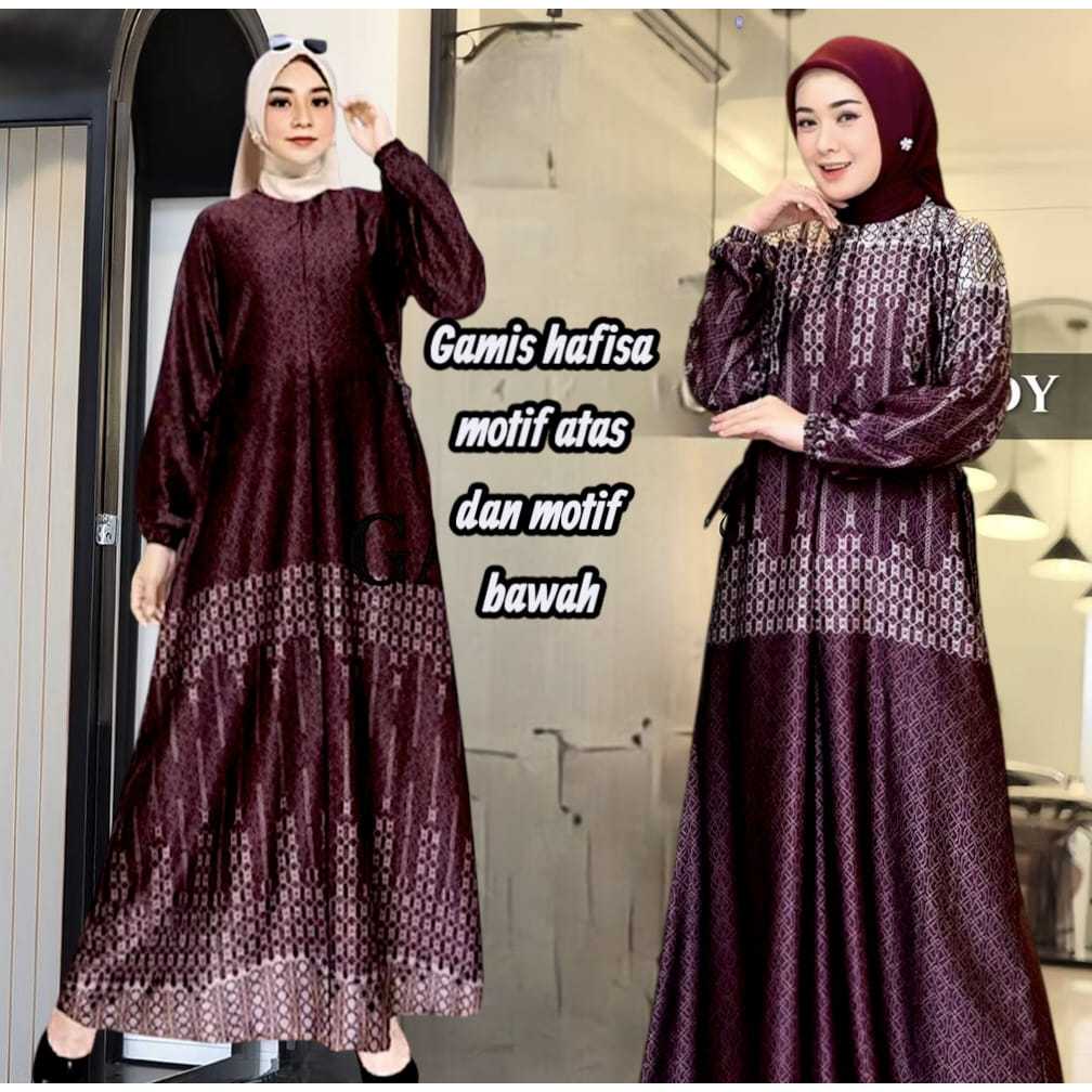 Dress Hafisa az zahra Gamis Terbaru Silk Premium bunsui  Motif Cantik Simpel Dengan Bunga Elegan