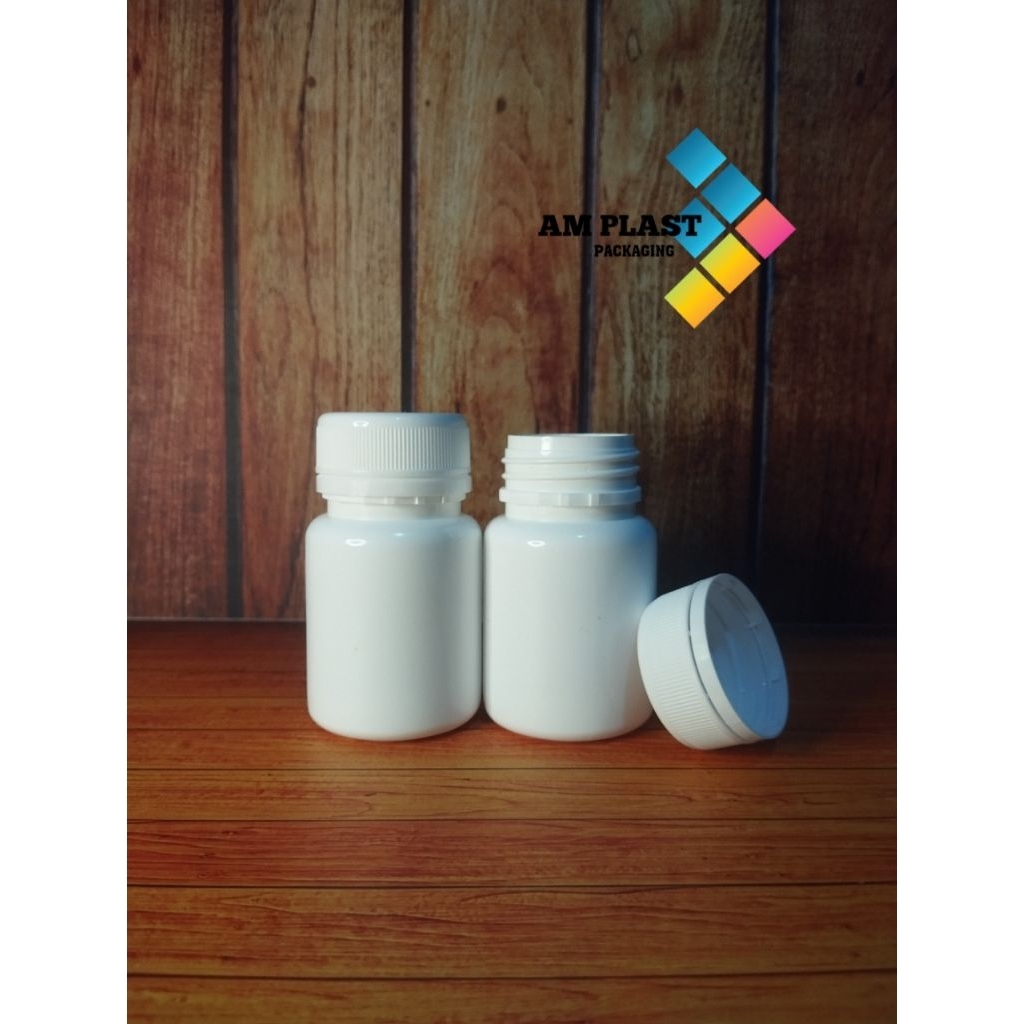 Botol ester c60ml putih tutup segel,Botol kapsul/Botol obat.