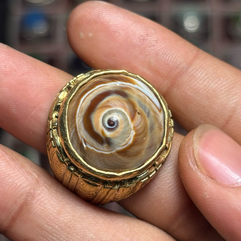 Cincin Pria/Cincin Batu Akik Natural (Asli) mustika kerang kool buntet (COD) Dim Kantoran Ring Alpak