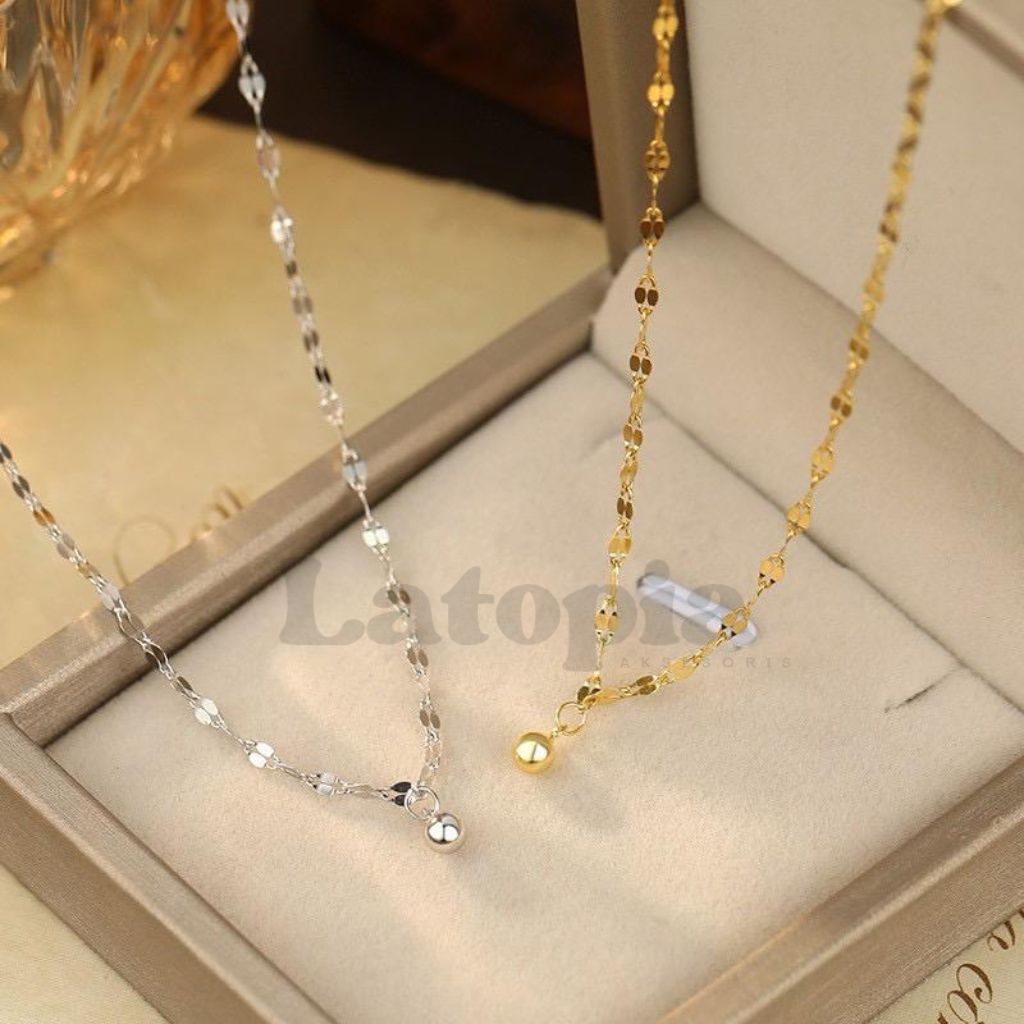 Kalung Wanita Kalung Pecah Kopi Boba Kalung Titanium Anti Karat Tidak Luntur