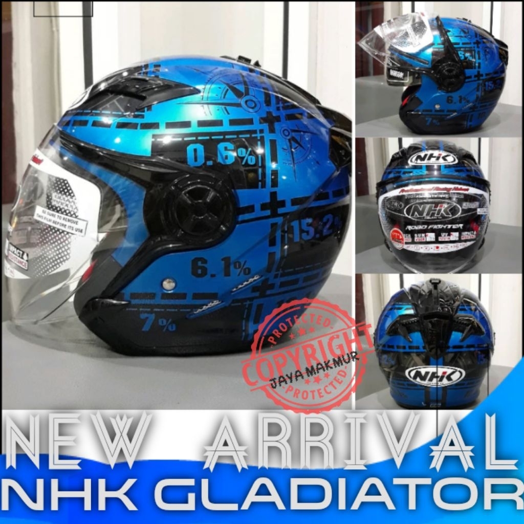 Helm NHK gladiator DRC dobel visor SNI original