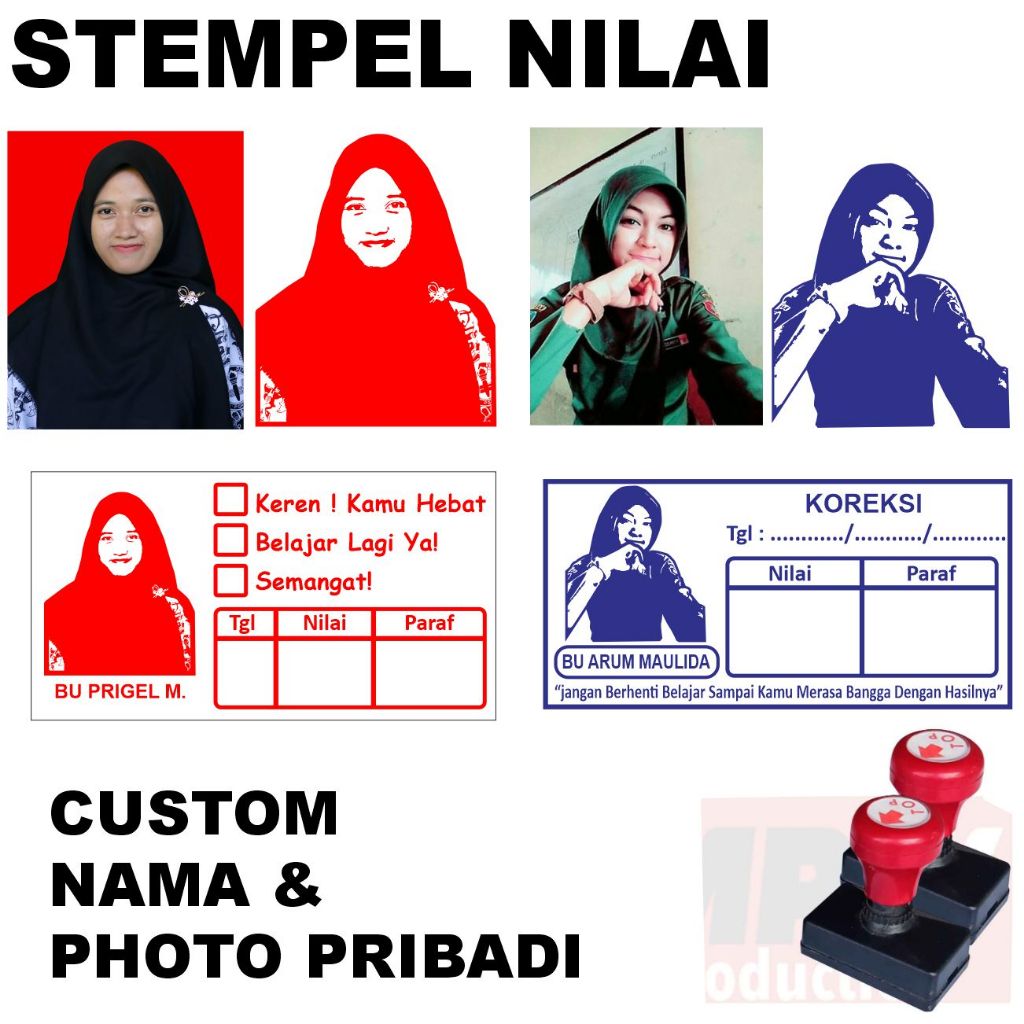 Stempel Nilai Custom Nama Photo Pribadi Guru PAUD TK SD
