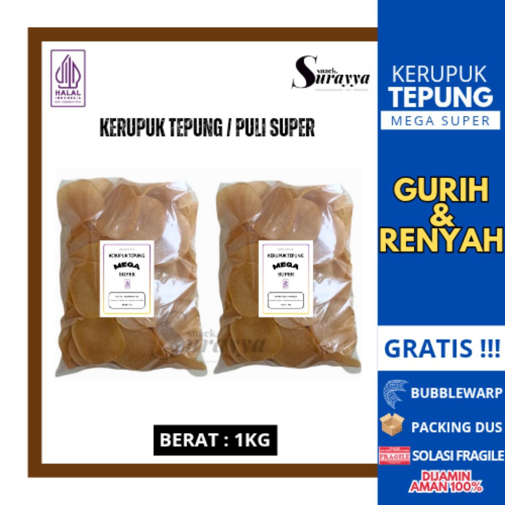Kerupuk tepung kerupuk puli bulat mega super 1kg