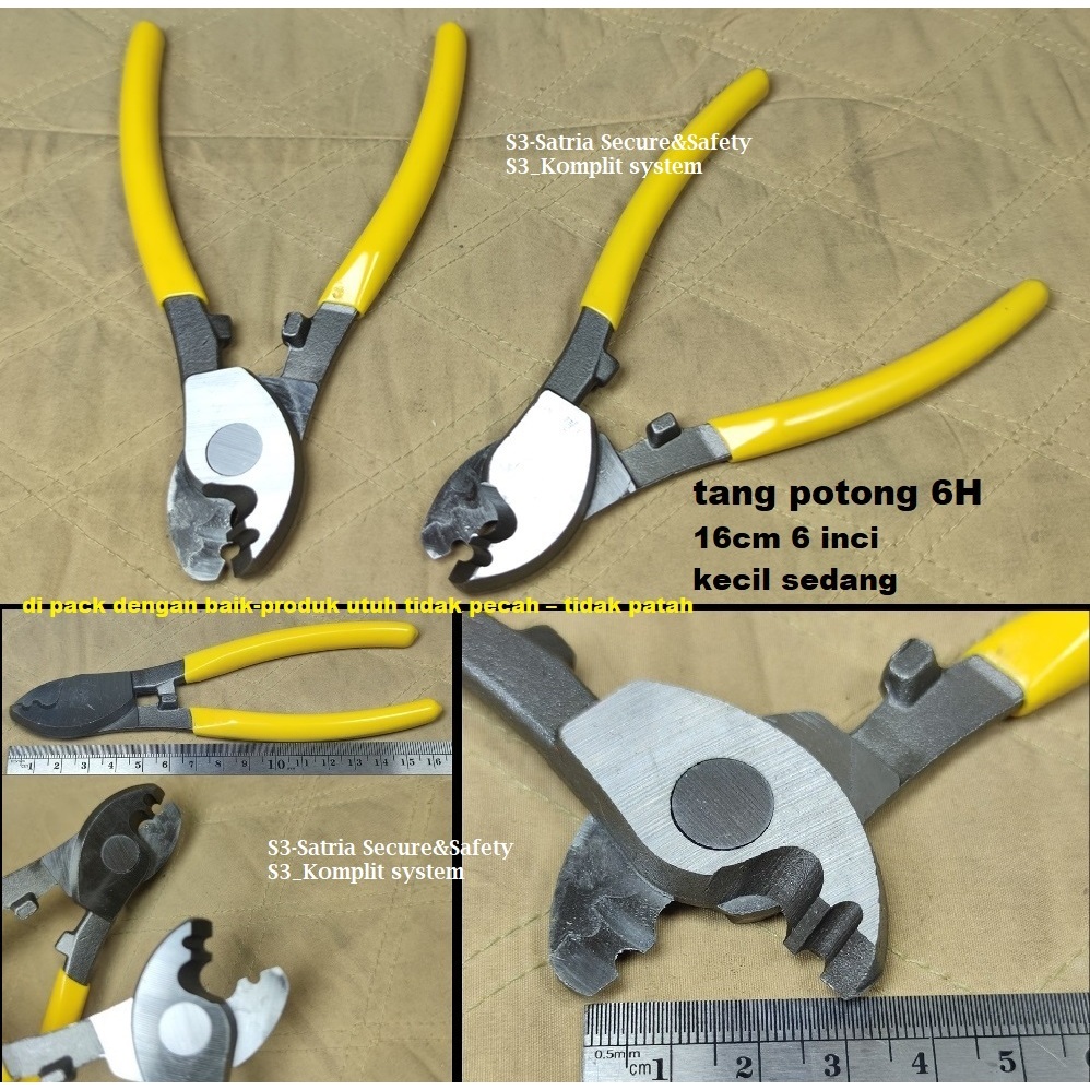 tang potong 6H 16cm 6 inci kecil sedang tang potong kabel 6H kuning premium high grade 6” 6in 6inci 