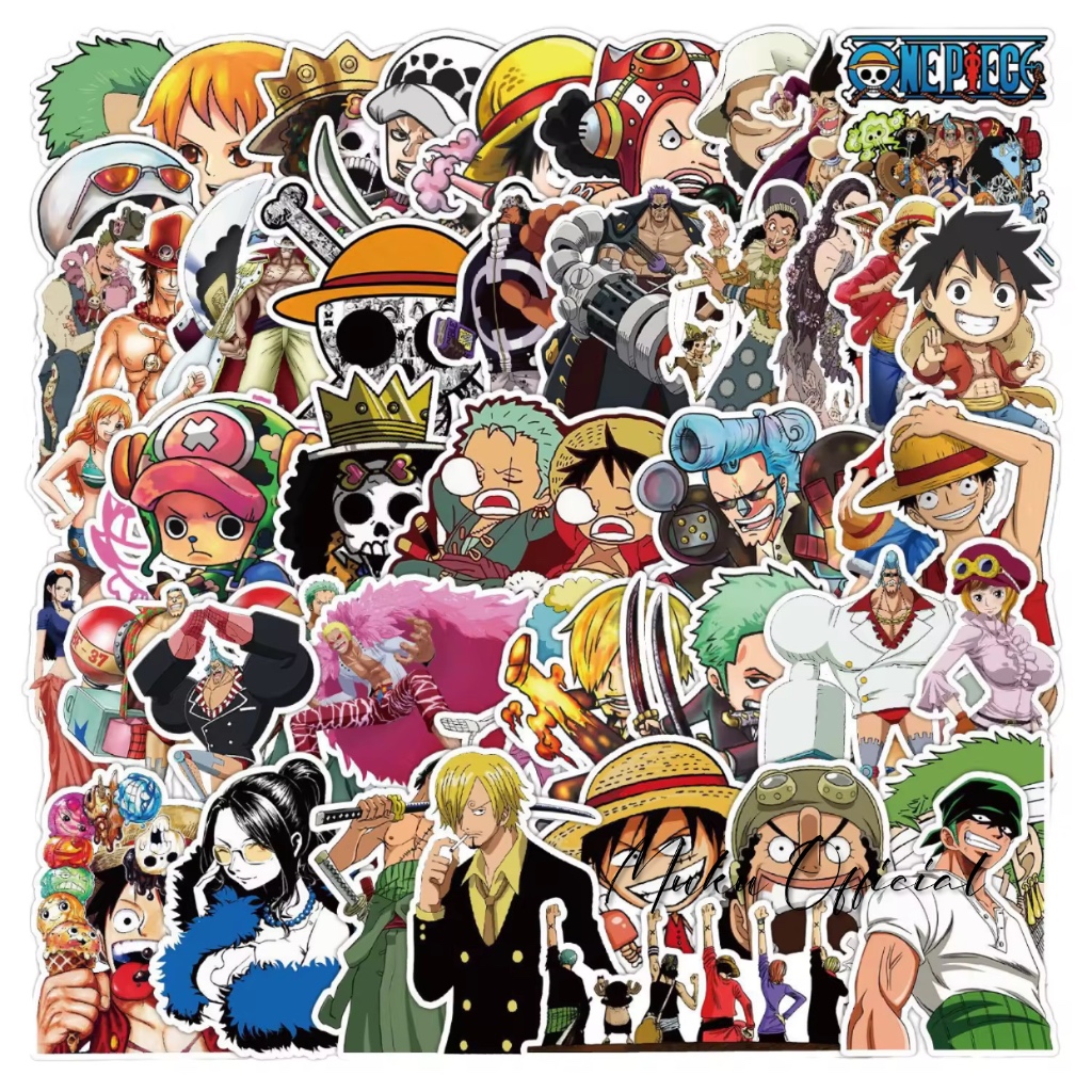Stiker Anime One Piece 100Pcs Vinyl Premium | Sticker Pack Karatkter One Piece | Stiker Pack isi 50