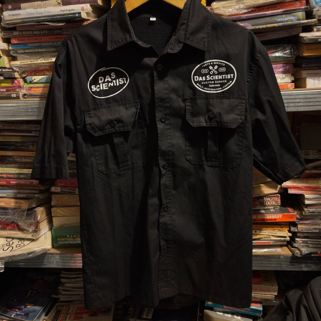 ORIGINAL Workshirt Das Scientist Kemeja Kerja Shirt Motor Supply Jaket Zipperhood Zip Hitam Black De