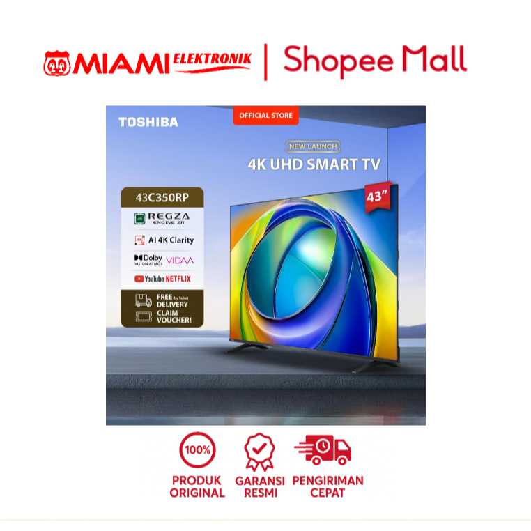 Toshiba 43C350RP TV 43" 4K UHD Smart TV - Regza ZR Gen3 Dolby Vision Atmos HDR10+ MEMC VRR ALLM AI S