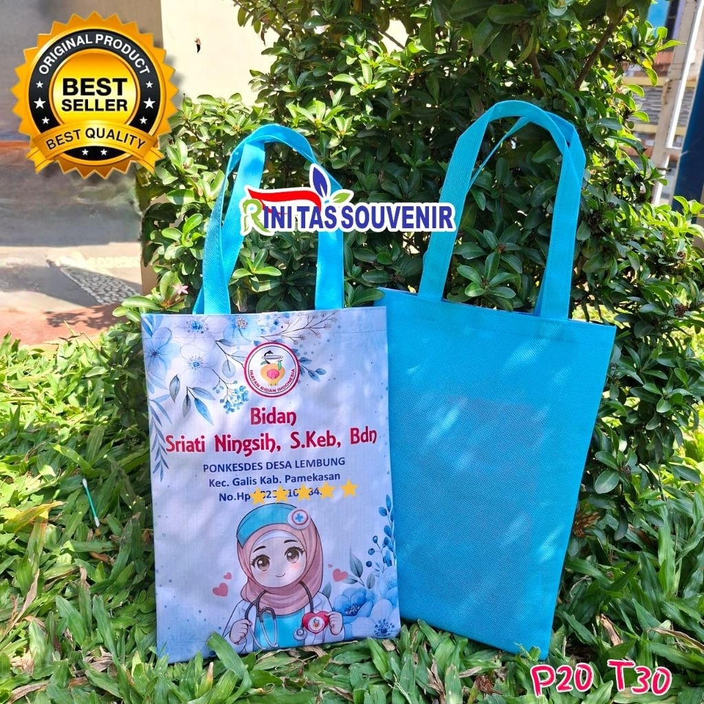 cod tas bidan custom KIA souvenir partus bidan murah tebal pakai nama