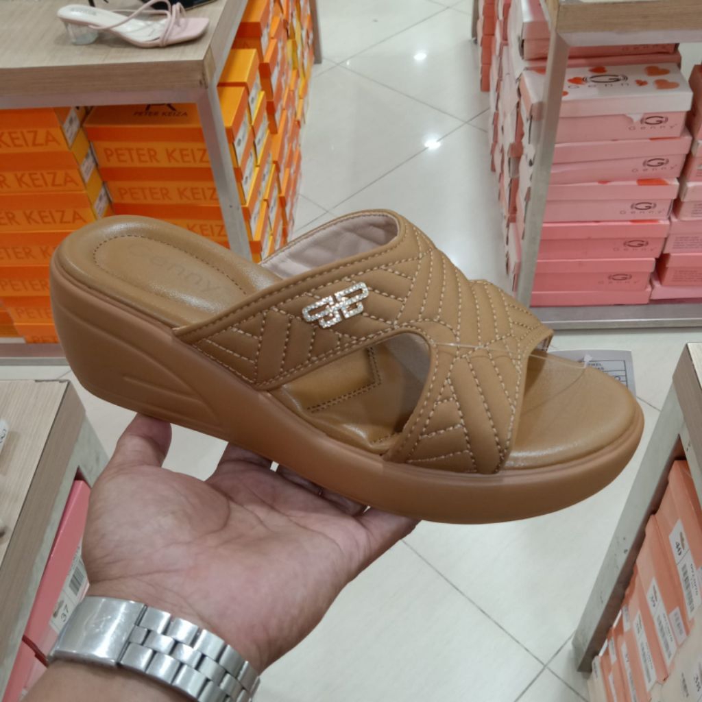 GENNY SANDAL WEDGES CANTIK - SANDAL WEDGES EMPUK - ORIGINAL