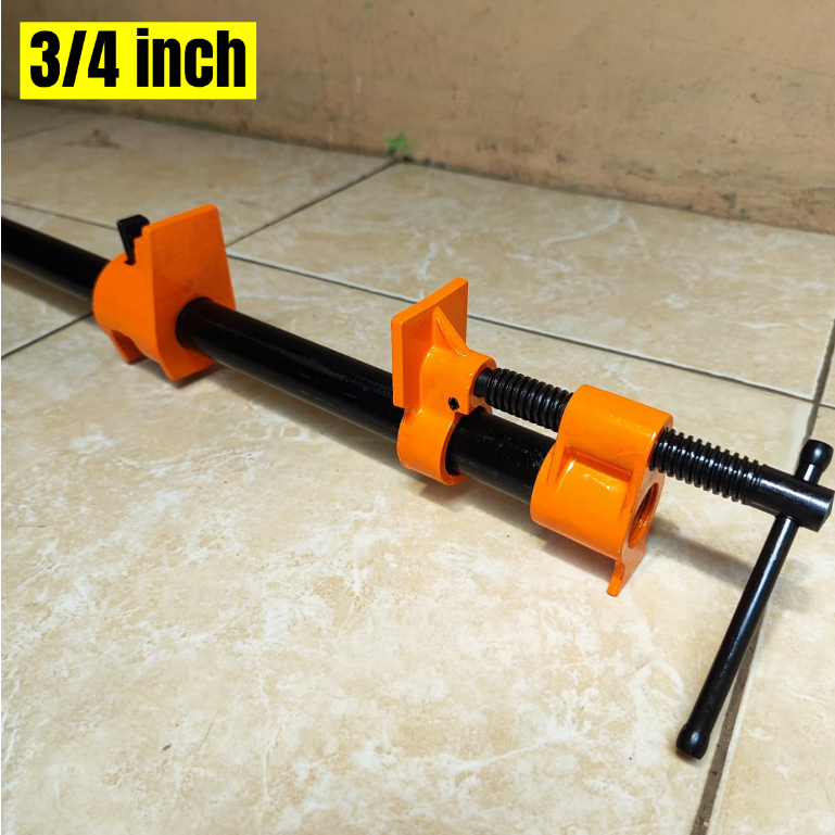 Pipe clamp 3/4 inch Plus pipa besi 100cm/120cm bar clamp penjepit papan kayu