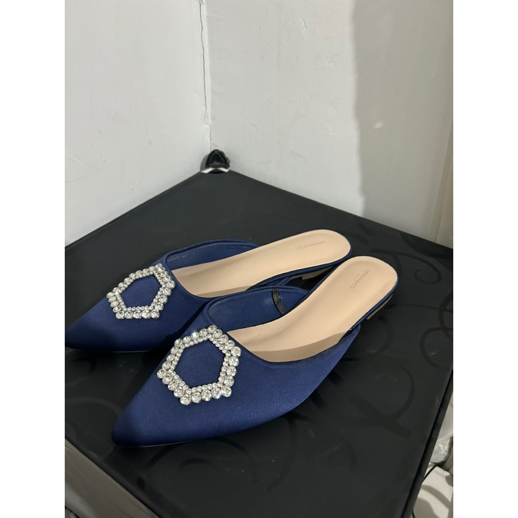 Preloved Urban n co - Sandal Wanita ukuran 40 - Mules Sandals Biru Elektrik - Sandal Kondangan Mewah