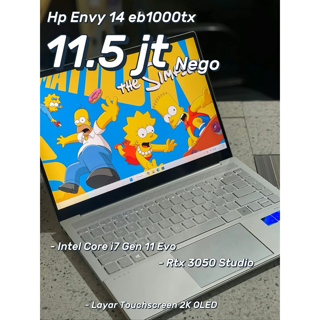 Laptop HP Envy 14 eb1000tx RTX 3050 Layar 2K Oled Touchscreen