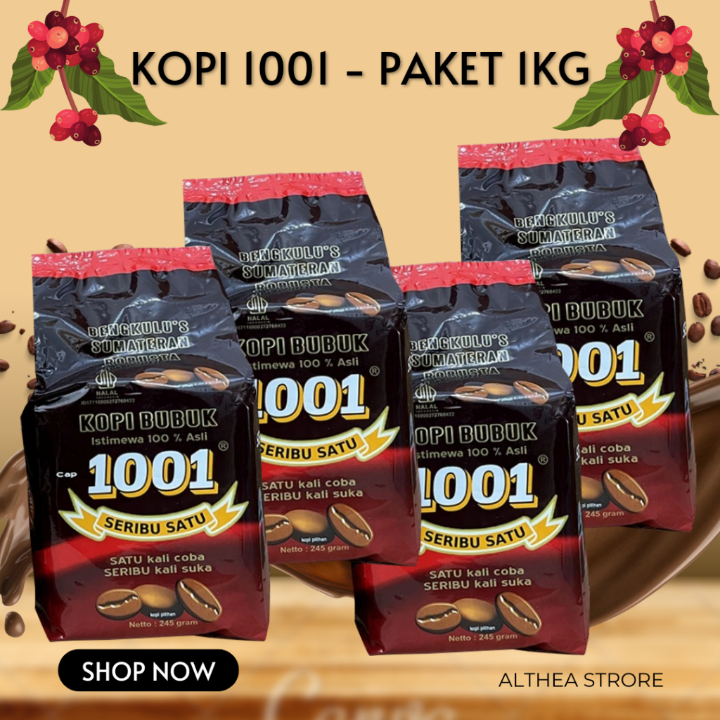 KOPI HITAM BUBUK ROBUSTA 1001 PAKET 1KG - HITAM BUBUK - ASLI BENGKULU - OLEH OLEH BENGKULU
