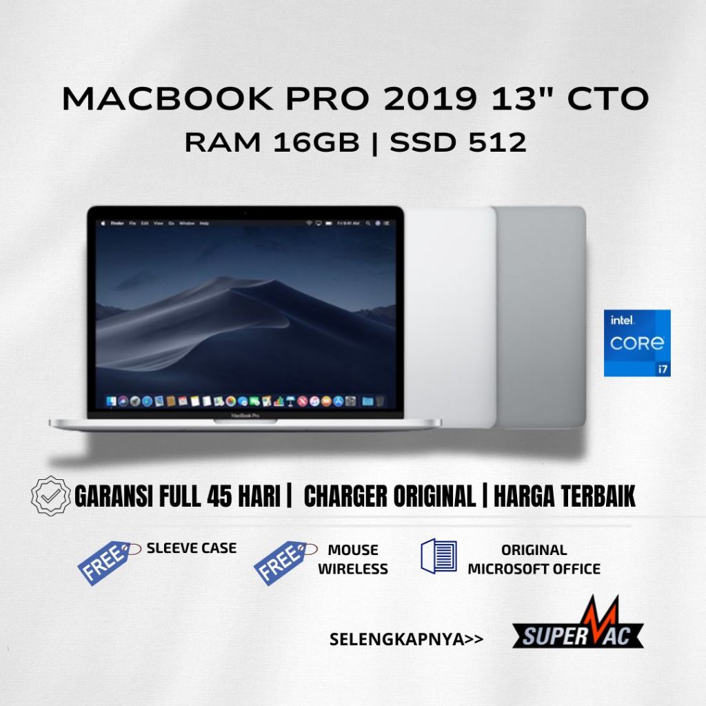 MACBOOK PRO 2019 CTO CORE I7 RAM 16GB SSD 512GB 4 THUNDERBOLT LAPTOP APPLE ORIGINAL V 2020 M1