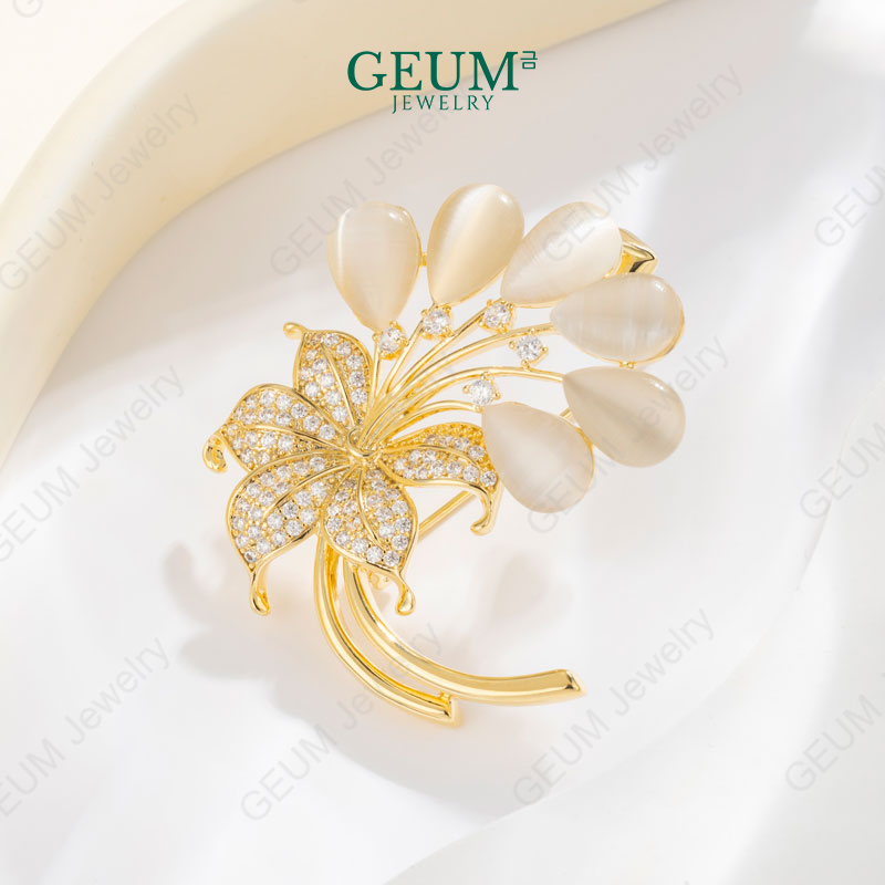 GEUM Bros Korea Premium Motif Bunga Twins Leaf Mewah Elegan Kebaya Hijab Jilbab Jas - GE01B020