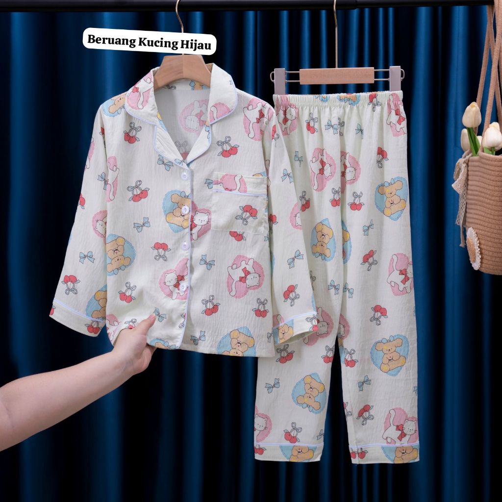 BAJU TIDUR PIYAMA PP 10 KAOS CRINKLE ANAK BALITA REMAJA TANGGUNG 4-15TAHUN KATUN IMPORT BERKUALITAS 