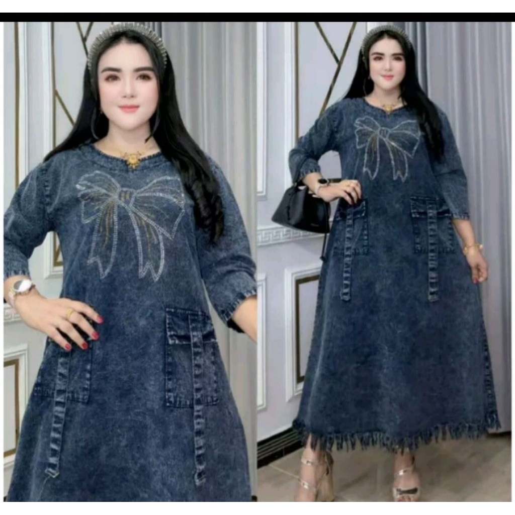 gamis midi jeans