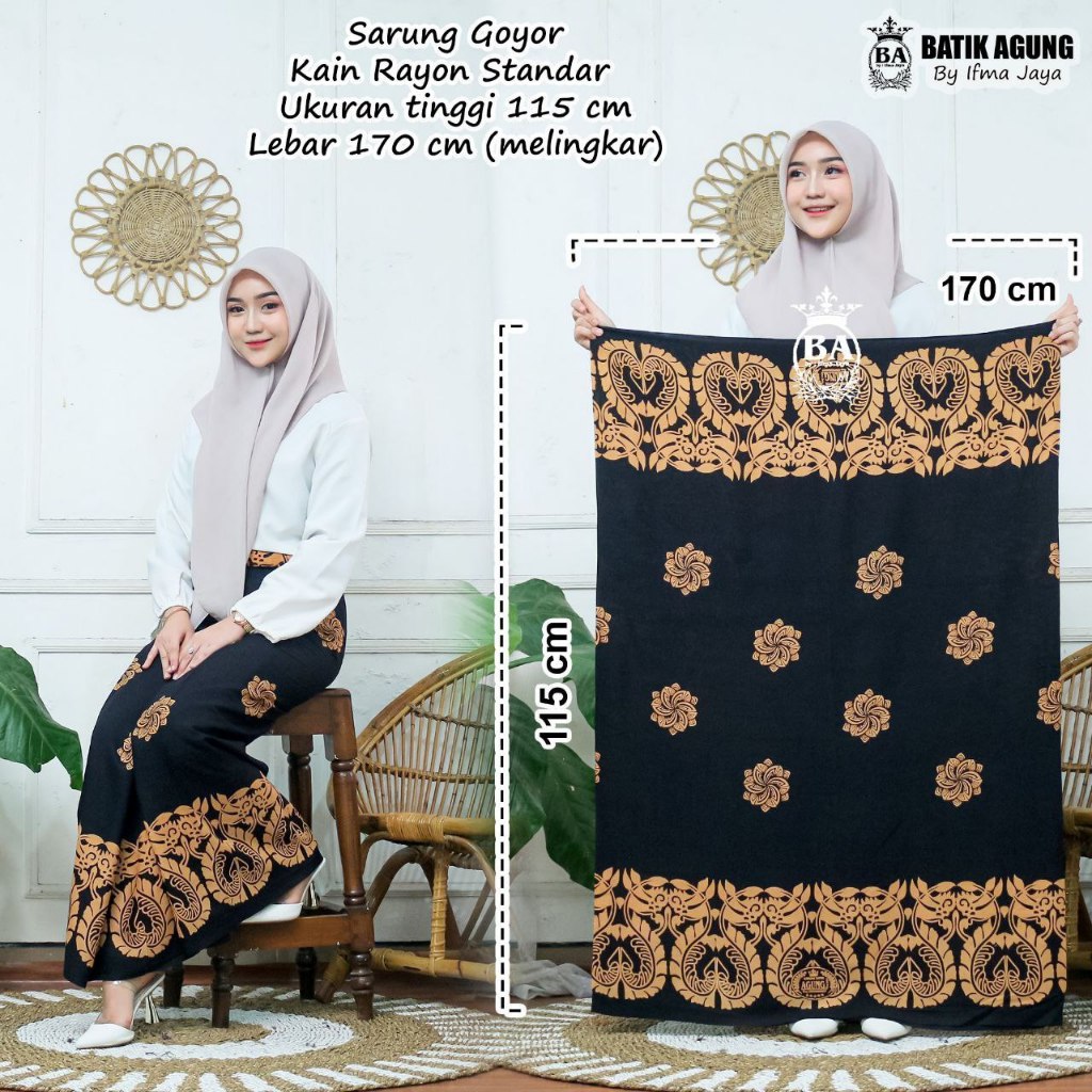Sarung Wanita Hitam Terbaru Motif MS Batik Agung