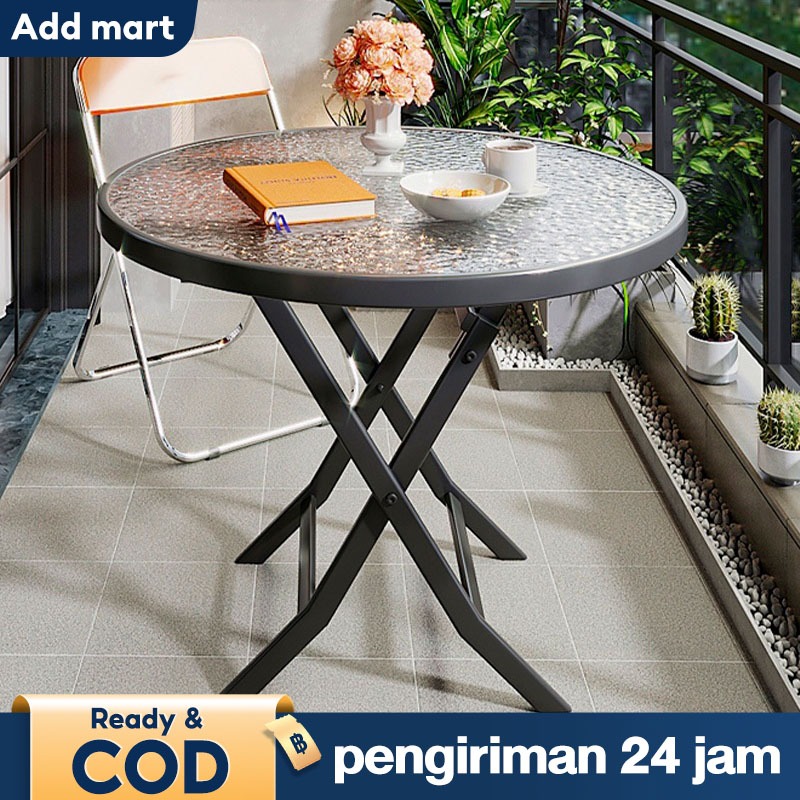 Meja Lipat Bulat 80cm Meja Kecil Meja Estetik Meja Bulat Meja Kopi Meja Ruang Tamu Meja Kayu Bulat