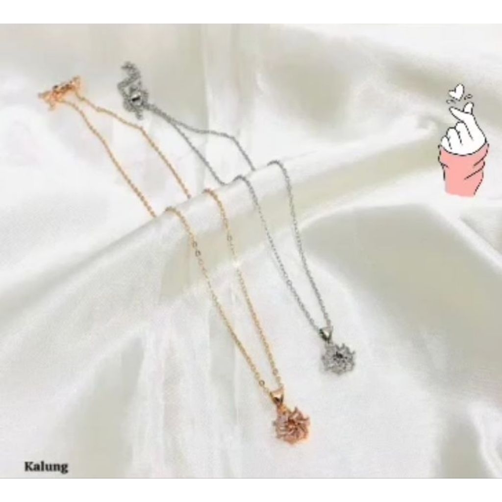 kalung titanium cantik kuning emas dan perak,