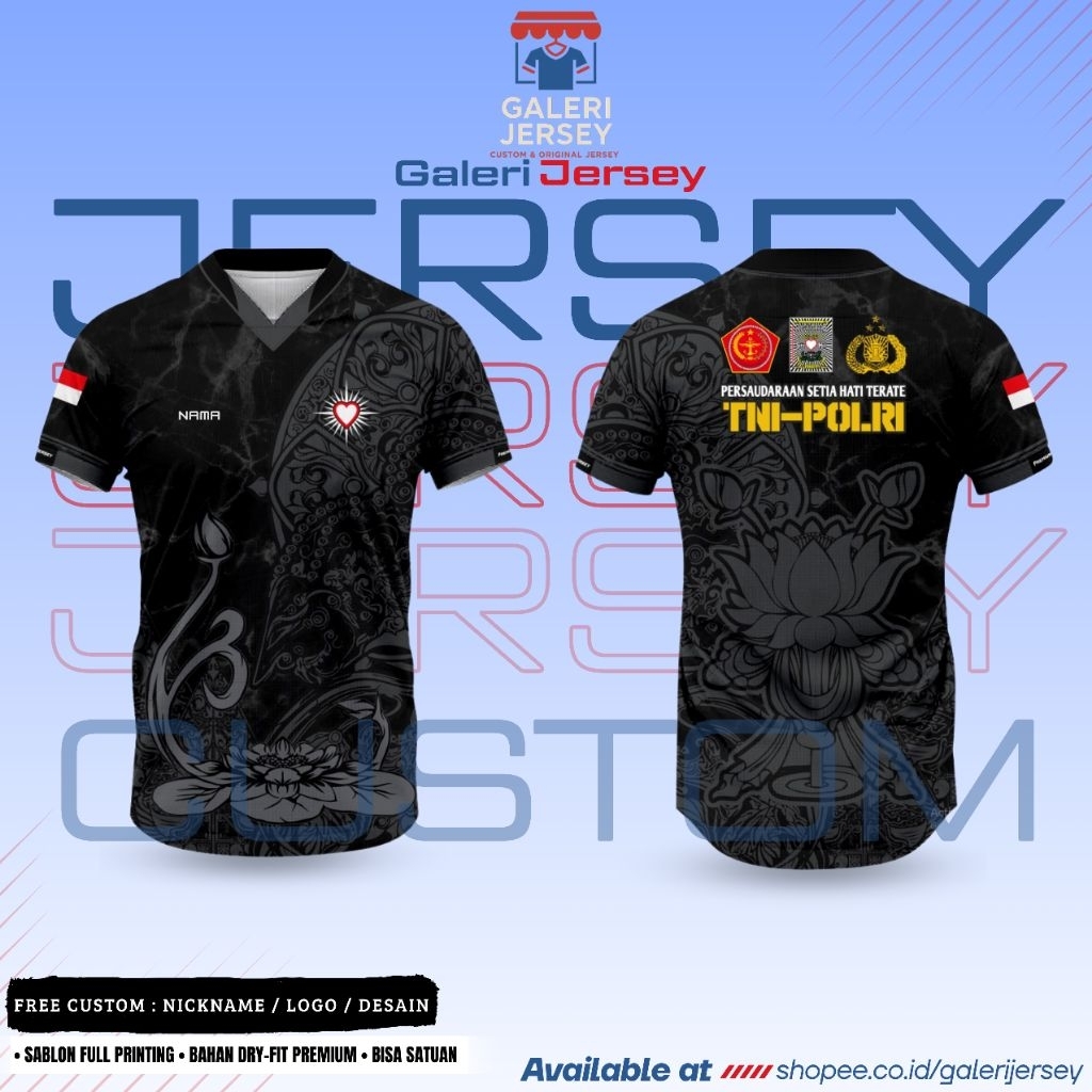 JERSEY KAOS CUSTOM PSHT TNI-POLRI FULL PRINTING | JERSEY SILAT BAHAN DRY-FIT PREMIUM