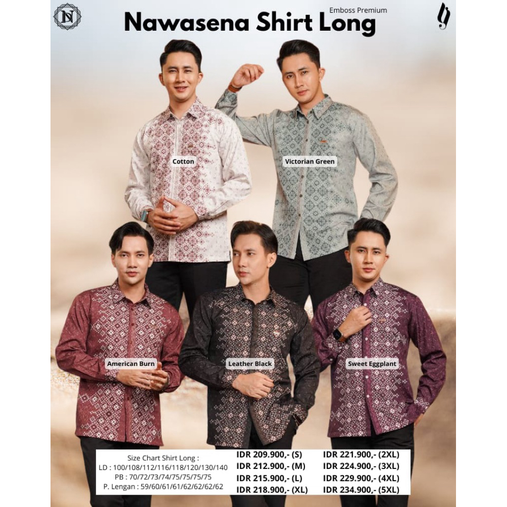 NAWASENA SHIRT KEMEJA PRIA MOTIF LENGAN PENDEK/PANJANG BY NADHEERA LUXURY
