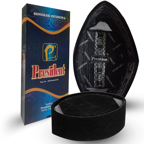 President Songkok AC Peci Hitam Nasional Beludru Halus President Asli