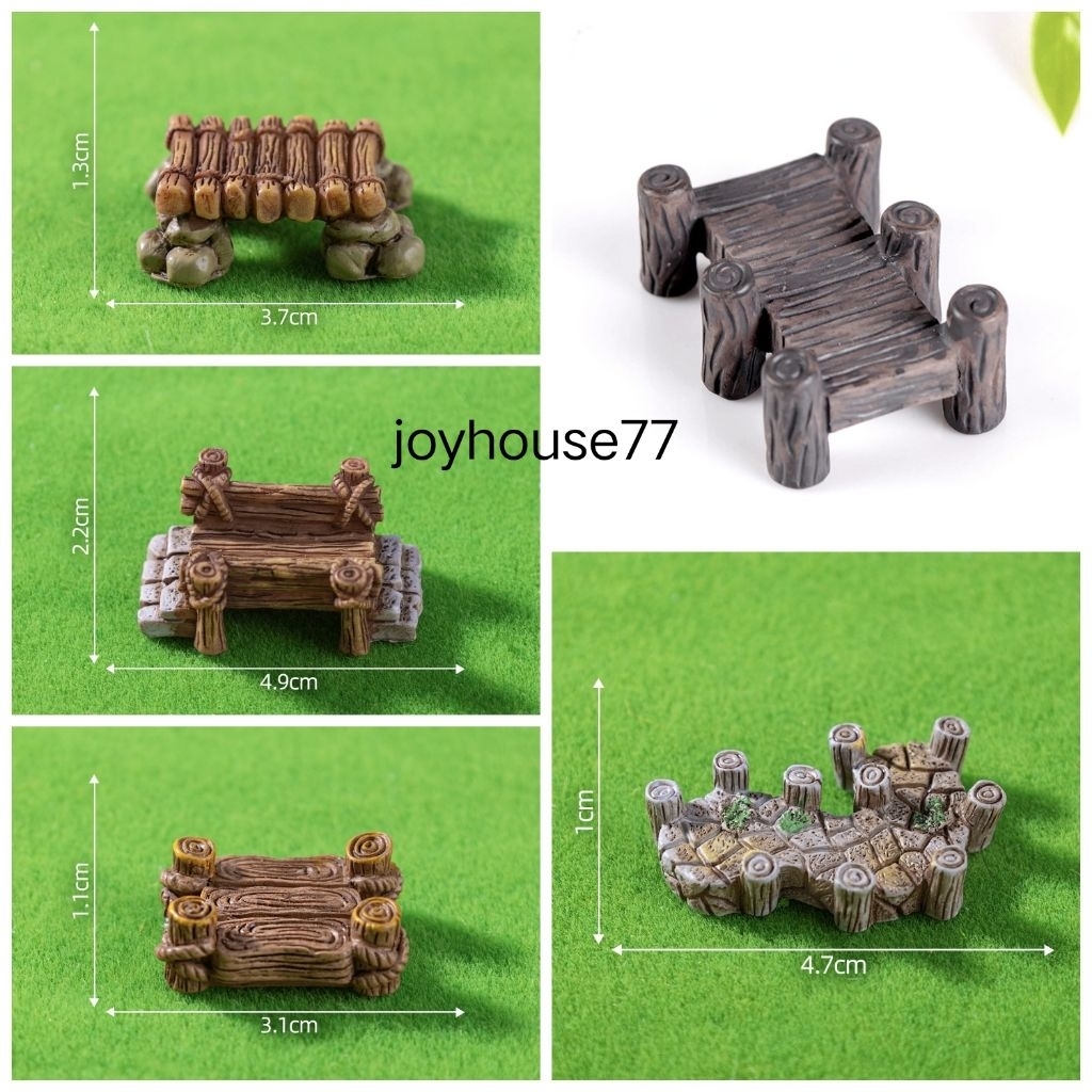 1pc Miniatur Jembatan Resin diorama maket landscape kayu terrarium hiasan pajangan dekorasi Prakarya