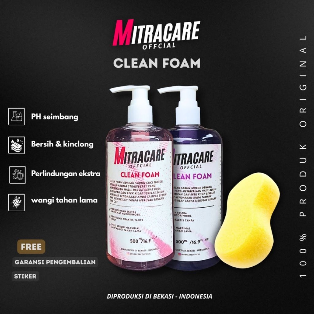 FREE SPONS | Shampoo Motor & Mobil MITRACARE Clean Foam 500ml - Premium