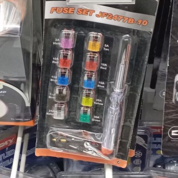 Set Sekring Mobil 10Pcs dengan Tester Listrik Otomotif Lengkap. Cocok untuk Anda yang membutuhkan se