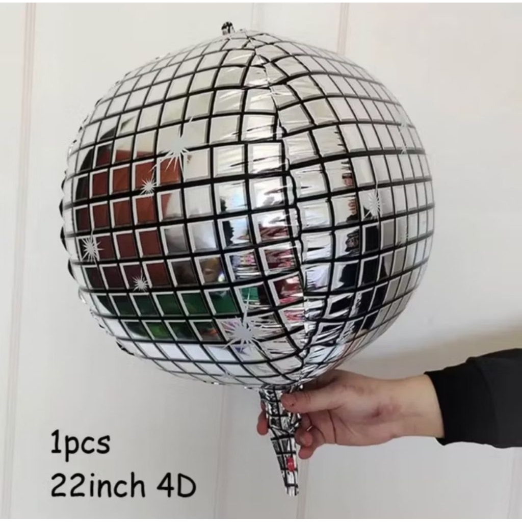 Balon Disco 4D Bola Lampu Disco Gantung Balon Bentuk Lampu Disko 40cm