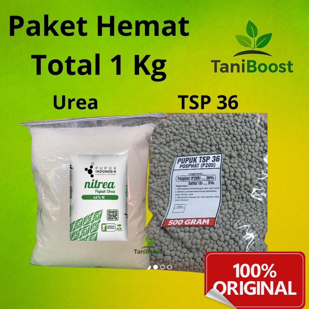 Pupuk Paket Hemat 1Kg (Urea + TSP36) – Pupuk Dasar Tanaman Padi, Sayur & Buah | 100% Original by Tan