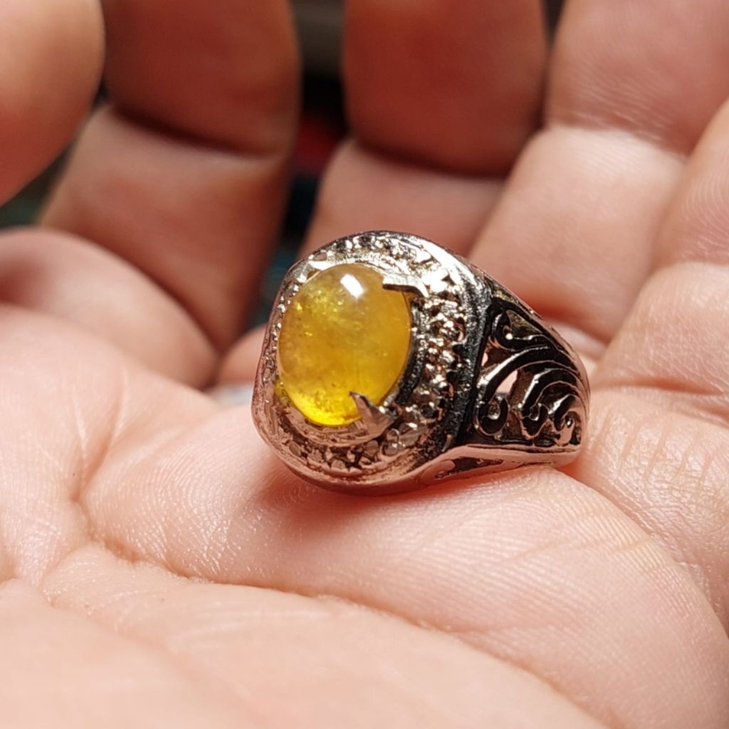 Cincin batu permata yellow safir 8mm 10mm sapphire afrika