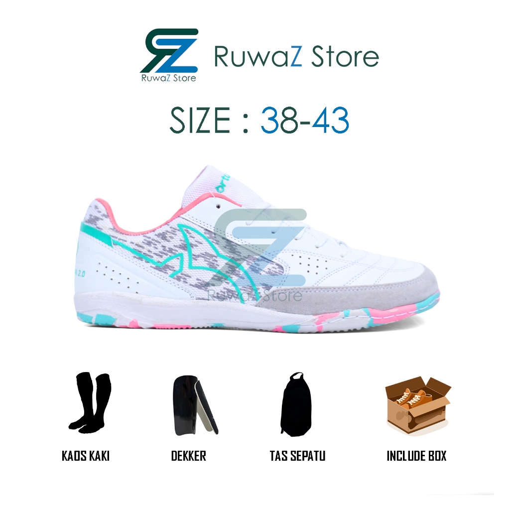 COD 080420 SEPATU FUTSAL ORTUSEIGHT JOGOSALA VANQUISH PUTIH PINK PREMIUM BNIB BERDECIT CITCIT SEPATU