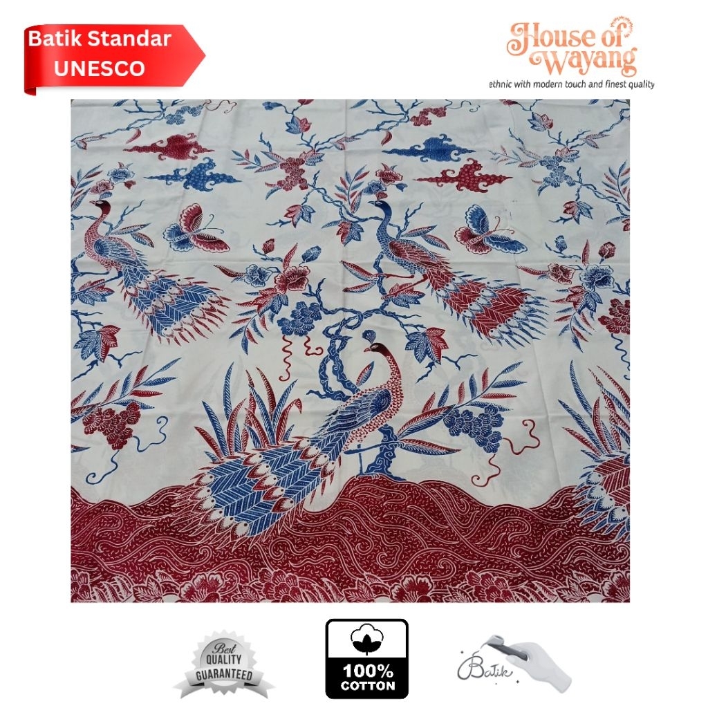 Kain Batik Cap Tulis Klasik Modern Motif Burung Naga Kupu Katun Premium Rok Lilit Seragam Batik Mera