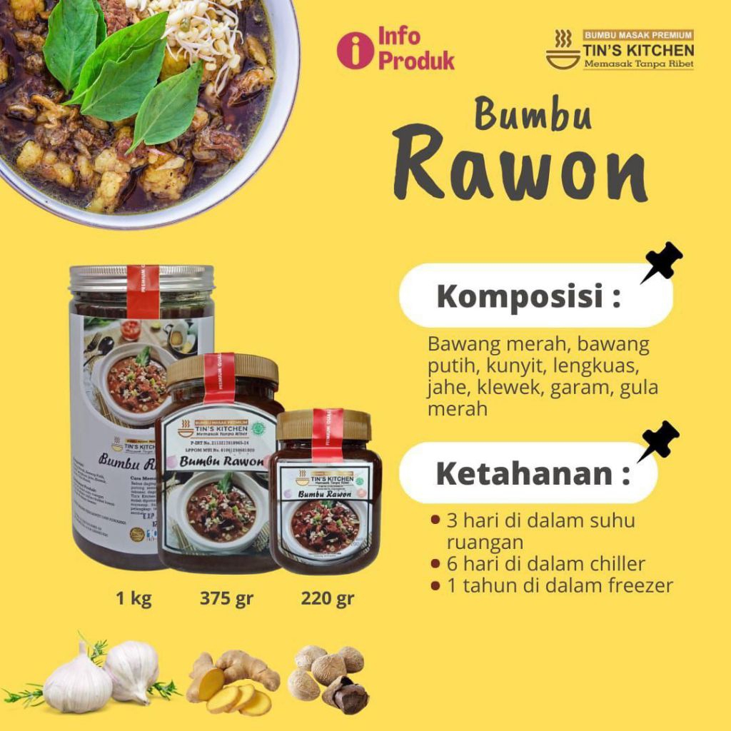 Bumbu Rawon Instan Premium dari Tins Kitchen - Halal homemade Praktis