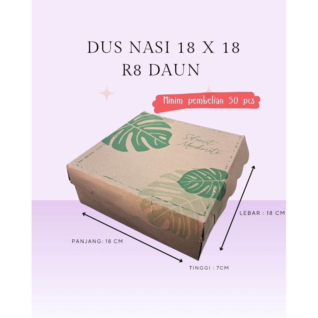 dus nasi 18 x 18 R8 daun / kotak nasi daun 18x18 / box nasi hajatan R8 daun