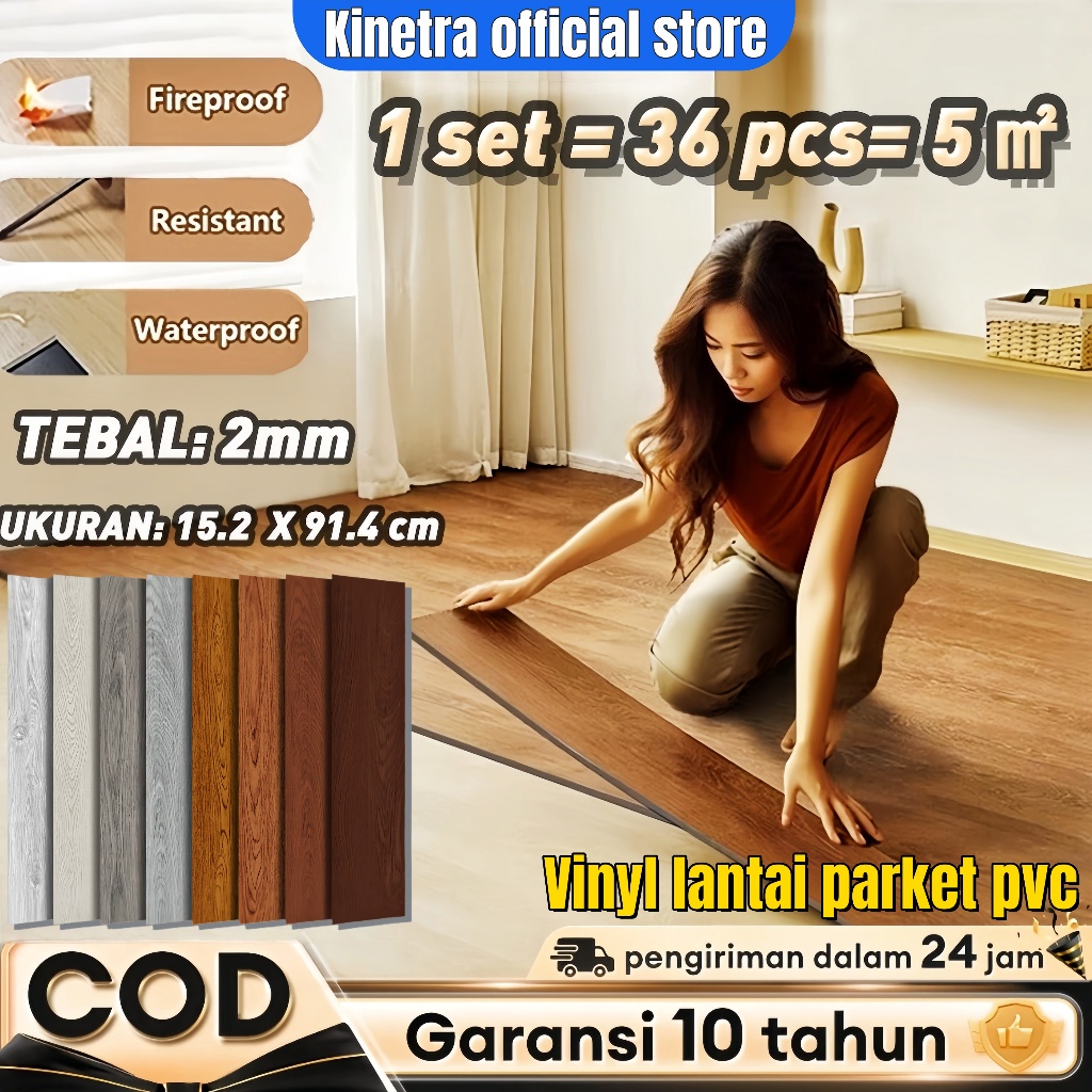 36 Pcs Vinyl Lantai Kayu Tahan Air Anti Rayap Vinyl lantai parket pvc lantai vinyl motif kayu dengan
