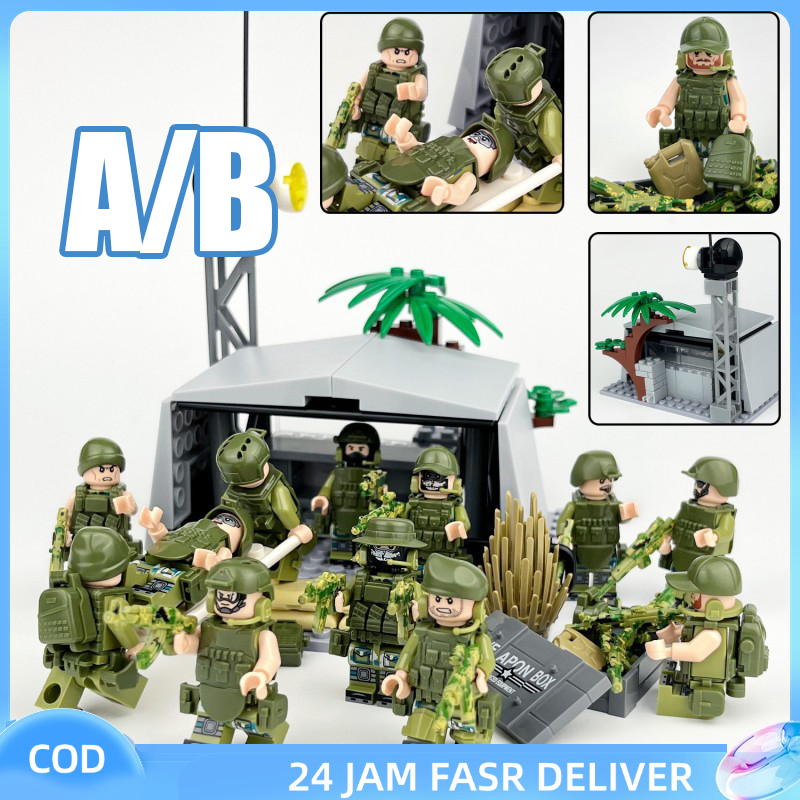 12 Orang Mainan Balok Building Blocks Military Swat Team Ghost Commando Set Mini Figure Army Soldier