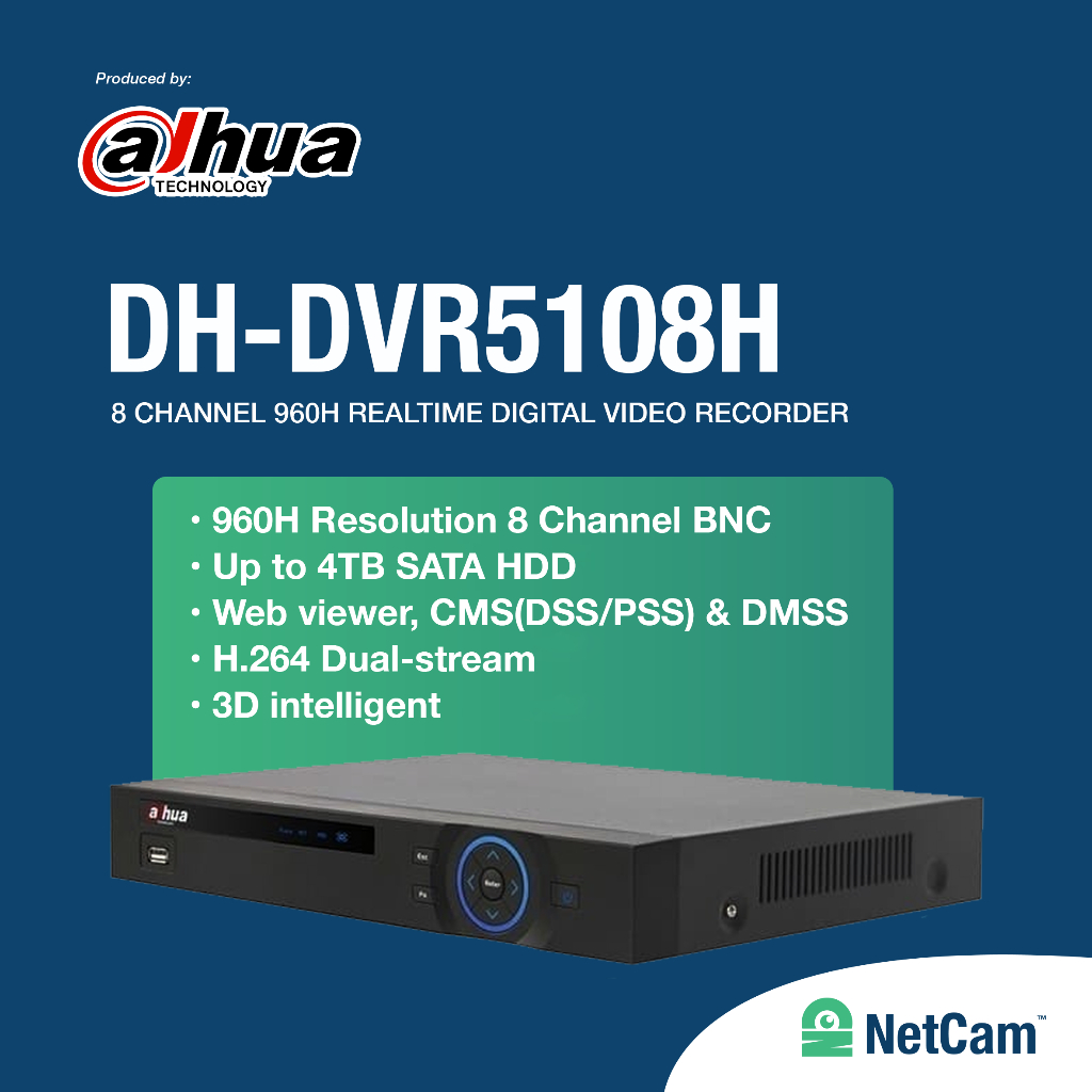 DAHUA DVR DH-DVR5108H 8 CHANNEL SUPPORT 960H 4CIF