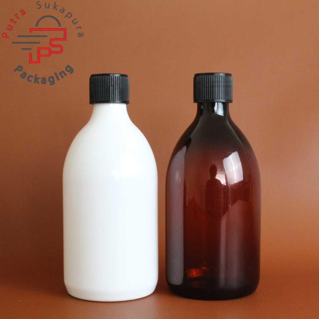 Botol ulir 300ml oval / botol urol 300ml ovel ulir neck 24 plastik hitam