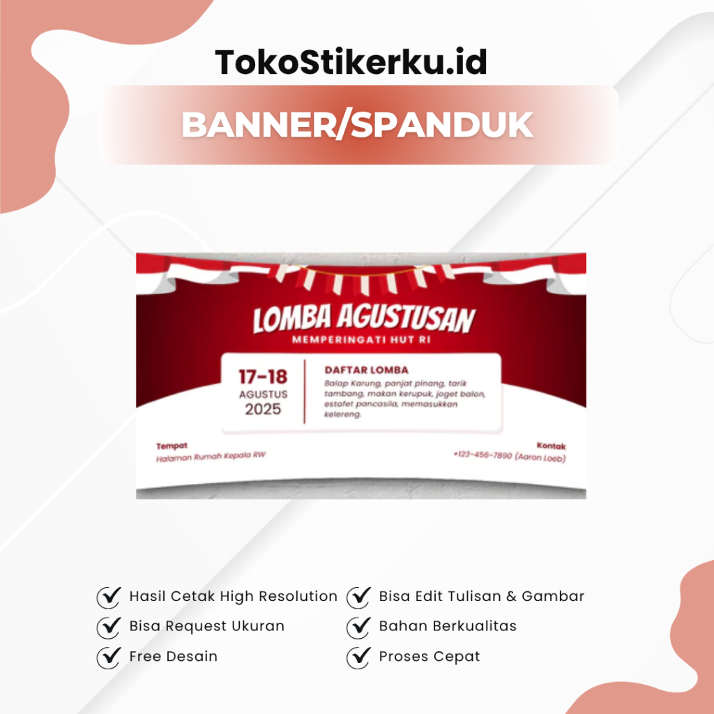 Spanduk Lomba 17 Agustus, Spanduk Lomba HUT RI, Spanduk Perlombaan 17 Agustusan, Spanduk Merah Putih