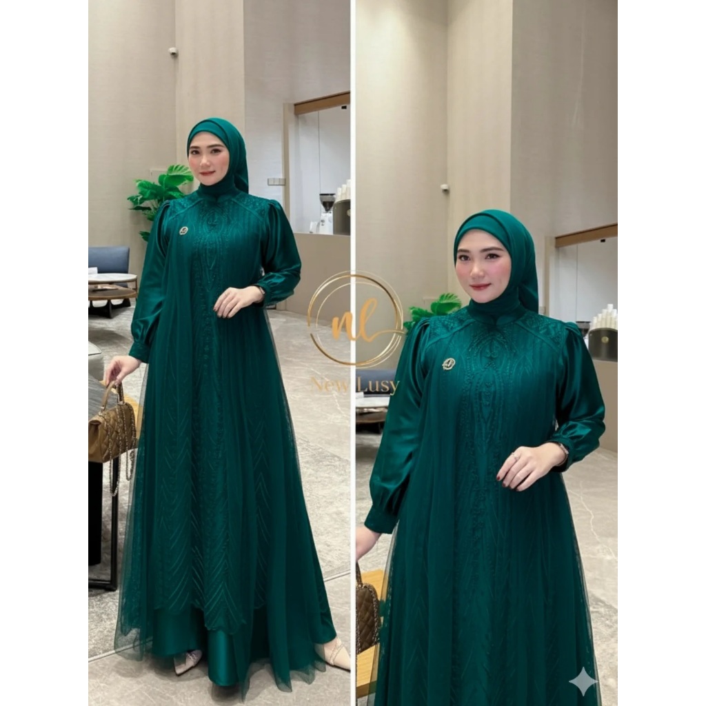 Dress Korean Style Hijab Kondangan Simpel Elegan / Leya Dress / Gami Mewah Elegan  Terbaru 2025 Brok