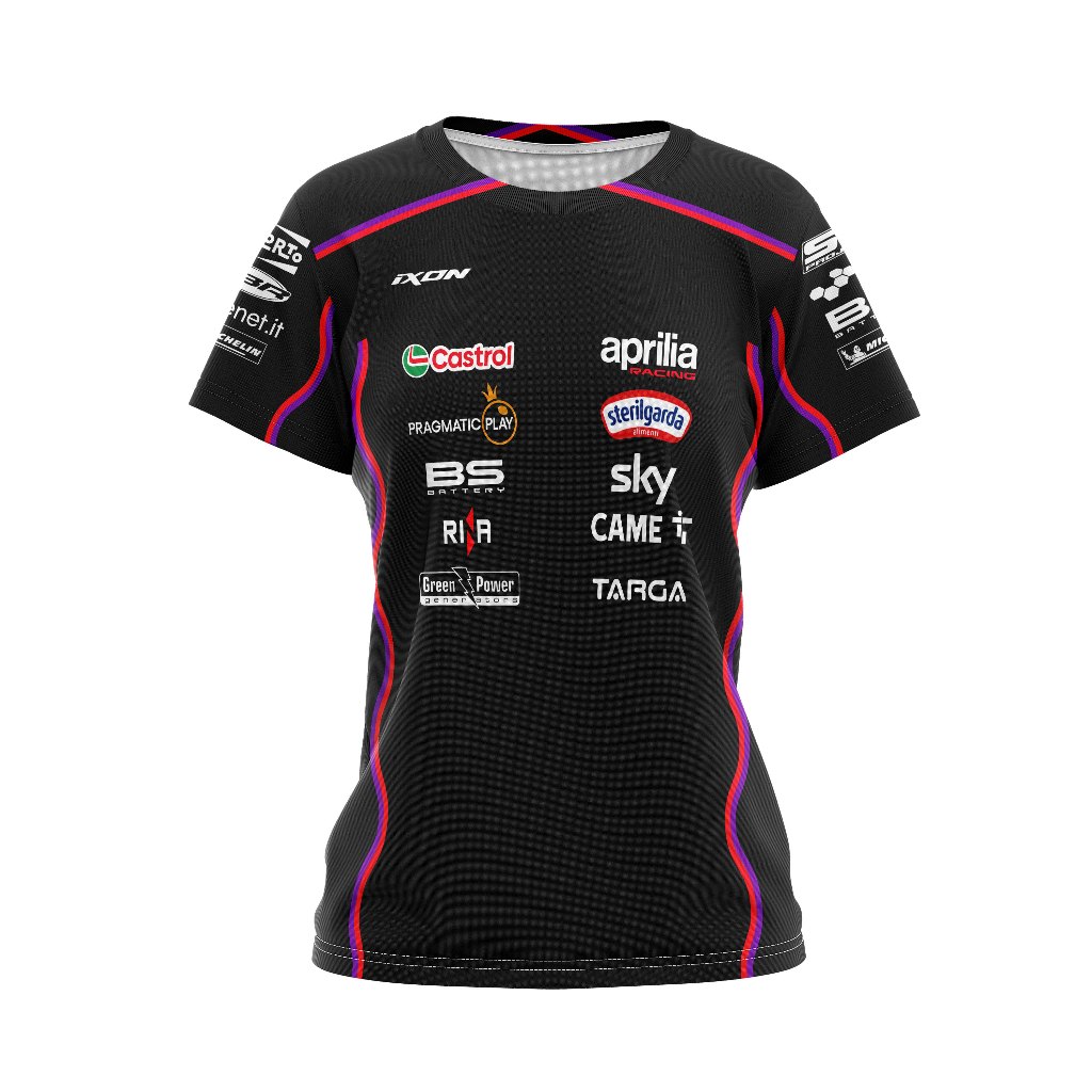 Baju Wanita Dewasa Kaos T-Shirt Jersey Moto GP APRILIA RACING TEAM 2025 Custom Full Print