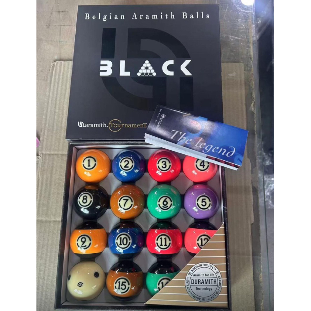 Aramith tournament black tv ball set - bola billiard - bola aramith