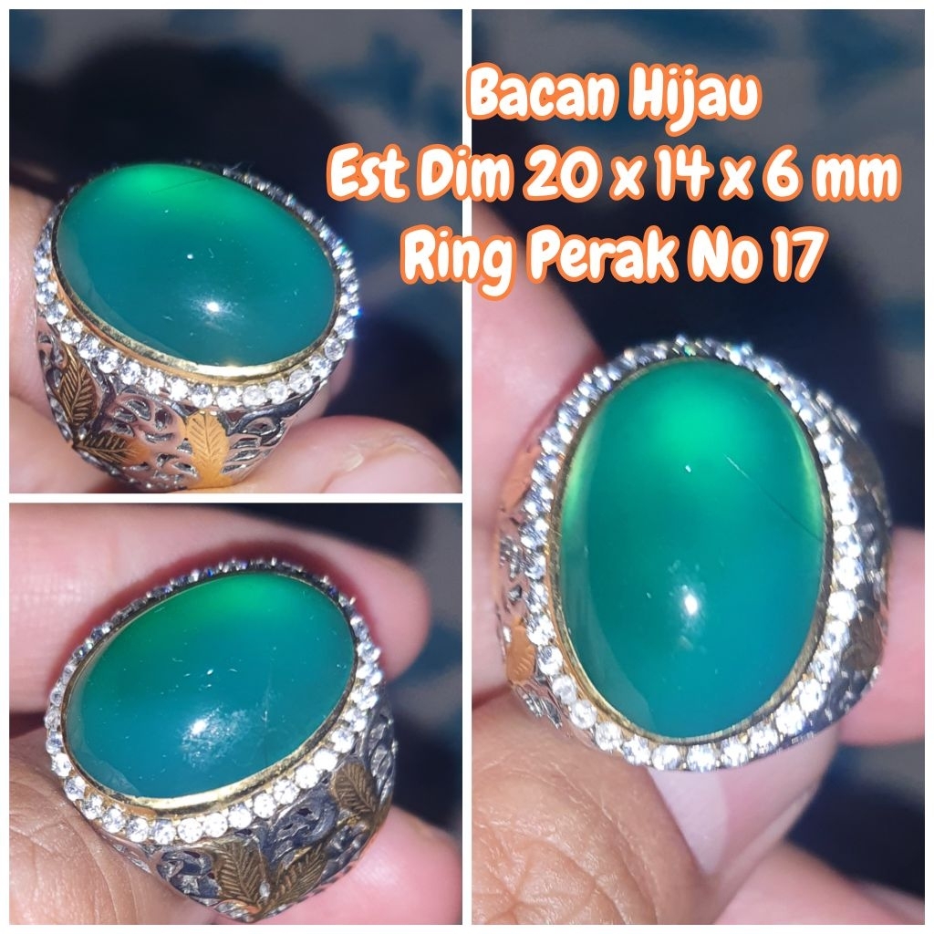 batu bacan kristal giwang ring perak