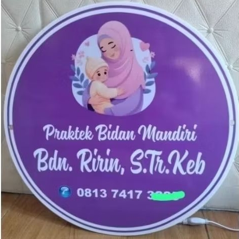 Neon Box Bulat + Bracket Bisa Custom Desain