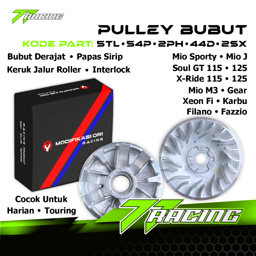 Pulley Set Rumah Roller NMAX-AEROX Kipas Pulley Mio Sporty Soul GT 125 Custom Derajat 1 Set Bubut + 